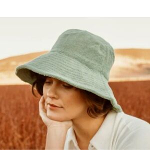 Veronica Beard Freya Pampas Terry Bucket Hat One size COLOR BLUE ONLY New!
